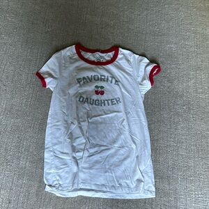 Favorite daughter cherries twin cherries  vintage ringer tee size medium runs s